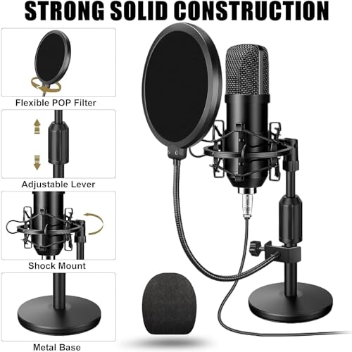 Podcast Equipment Bundle, 48V Condenser Microphone Bundle with 3 Custom Sound Effect Buttons, Podcast Microphone Recording Studio Package for Podcasting Live Streaming Singing PC Mobile TikTok YouTube - Image 6