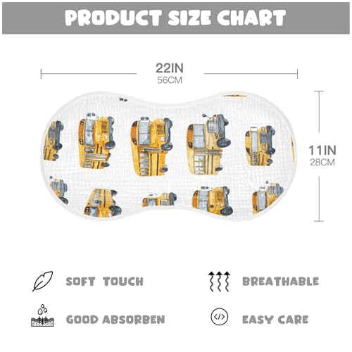 School Bus Print Burp Cloths Baby Boys Girls Absorbent Soft Cotton Burping Cloths Rags, 1 Pack2