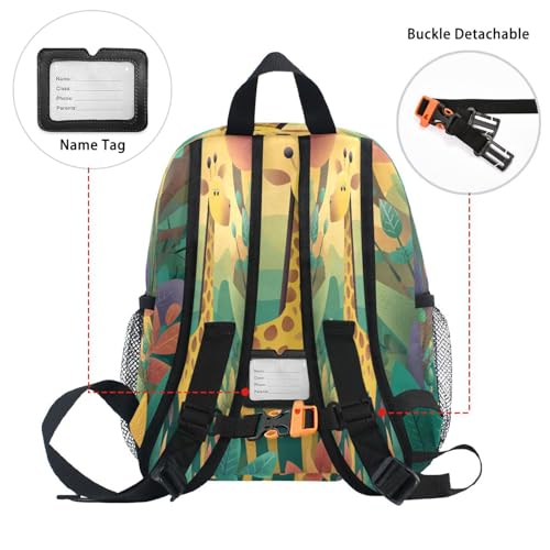 Giraffe Plants Yellow Toddler Backpack Kindergarten Elementary Backpack for Boys Girls Toddler Bookbag4