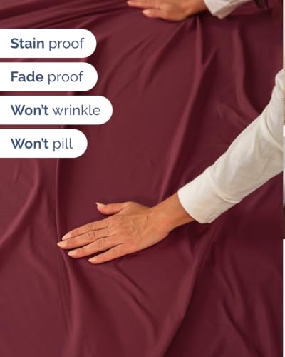 Image of Flex Top Split Head King 6 Piece Sheet Set - Soft & Cooling - Burgundy