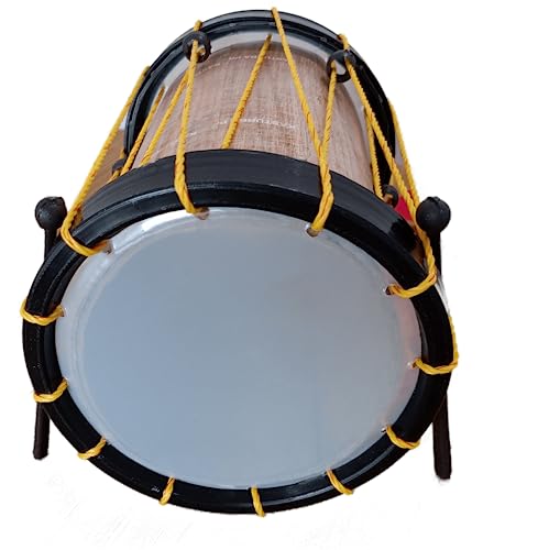 Image of AZATTO Indian Made Extra Large size Musical Drum Chenda Dhol Toys for Kids Perfect size South Indian Style musical Toy Chenda with Hanging thread and 2 Sticks (Extra Large size)