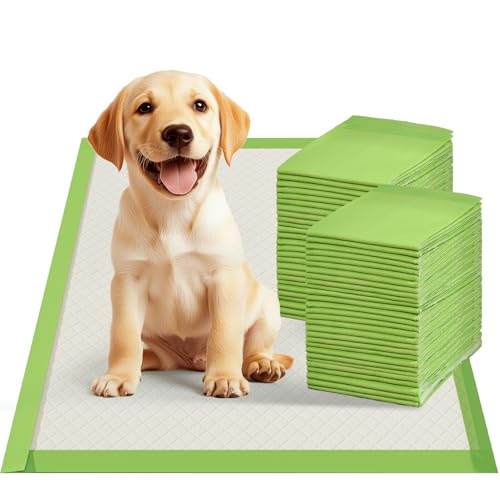 Image of Gardner Pet Dog Pee Pads Rugular 21.7 inchx21.7 inch, Thicker ECO Green Small Disposable Puppy Training Pads Super Absorbent Full Edge-Wrapping Pad for Dogs, Puppies, Doggies, Cats-(50 Count)