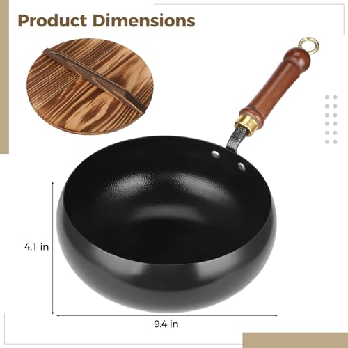 Wok de Hierro Fundido con Base Plana y Mango de Madera miniatura 2