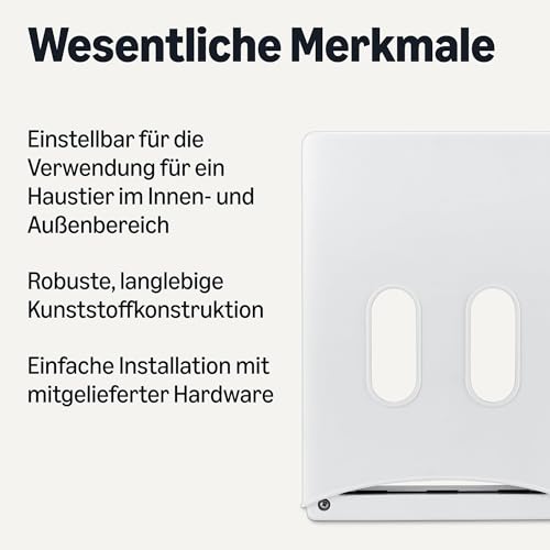 Amazon Basics Verstellbare Hunde- und Katzentür aus Kunststoff, Mittelgroß, 26,7cm x 38,1cm x 9,9cm, Weiß und Grau