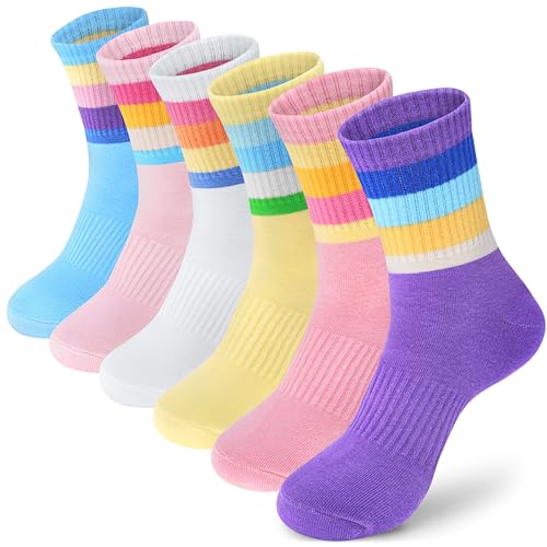 Image of ANTSANG Kids Boys Girls Athletic Cotton Socks,6 Pairs Youth Teen Crew Socks