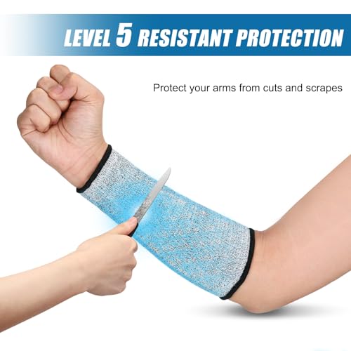 Geyoga 2 Pairs Cut Resistant Sleeve Arm Protection Level 5 Protection Safety Protective Sleeves Arm Protectors for Men Women(8.6 x 3.7 Inches,Black, Gray)
