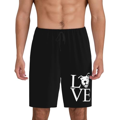 Love Pit Bull Pajama Shorts for Men, Men's Pajama Bottoms, Sleepwear for Summer