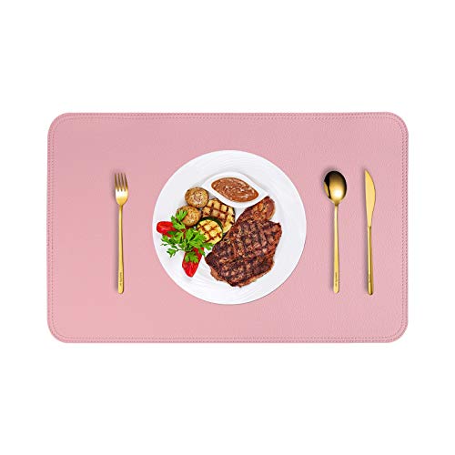 Placemats PU Leather Table Mats Set of 4 Heat Resistant Easy to Clean Wipeable Waterproof Washable Kitchen Dining Mats Modern Outdoor PinkLight tan
