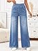 Trendy Queen Jeans for Women Wide Leg High Waisted Stretchy Straight Baggy Jeans Fashion Denim Fall Pants Light Blue M