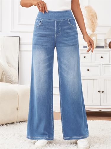 Trendy Queen Jeans for Women Wide Leg High Waisted Stretchy Straight Baggy Jeans Fashion Denim Fall Pants 20252