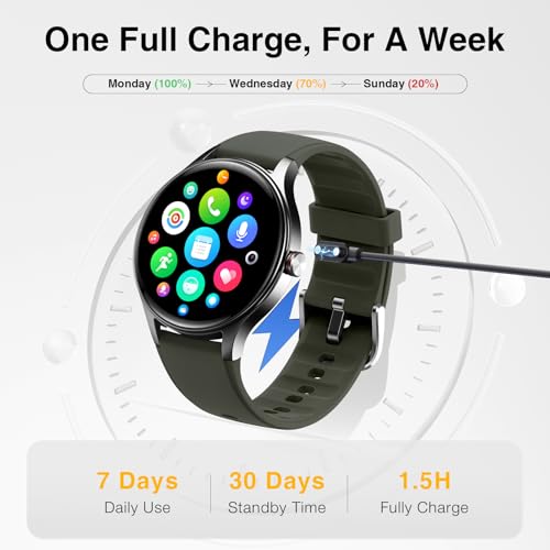 Image of Fitpolo Smart Watch for Men Women Android iPhone, 1.57'' HD Fitness Tracker with Bluetooth Call & Answer, IP68 Waterproof, Heart Rate /SpO2 /Sleep Monitor, Built-in AI Voice, 105+ Sports Modes (Green)