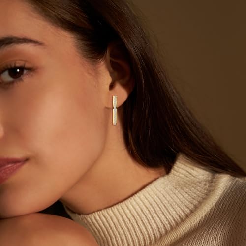 Dewberry 1/3 Carat Round Cut Lab Grown Diamond Huggie Earrings in 925 Sterling Silver Hoop For Women 14K White/Yellow Gold Plated Silver (Clarity: VS, Color: FG) Hypoallergenic Jewelry Gifts For Her2