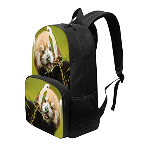 Modysero Red Panda Cute Girls Backpack with A Front Zipper Pocket 17 Inch Large Capacity Kids Backpack for School Travel Lightweight Durable Two Side Pocket Causal School Book Bag3