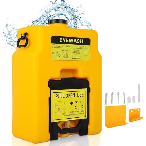 14 Gallon Portable Eyewash Station, OSHA Approved Eye Wash Station, Gravity Fed Emergency Eyewash Station with 15 Minute Flush, Self Contained Eye Wash Station for Construction Site Lab Garage