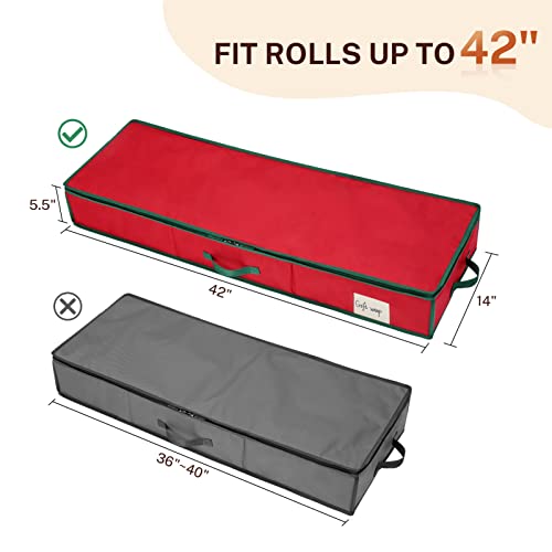 Maidmax Christmas Wrapping Paper Storage Bag, 42 Inch Gift Wrap Organizer Underbed Storage Box Container 600D Oxford Fabric Wrapping Paper Holder For Storing Rolls, Ribbons, Bows 42L X 14W X 5.5H #TOP3