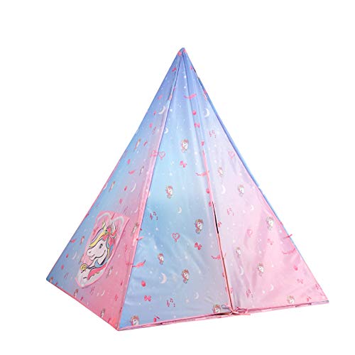 Image of Nickelodeon JoJo Siwa 4 Piece Teepee Slumber Set with Teepee Tent, Sleeping Bag, Decorative Unicorn Pillow and String Lights