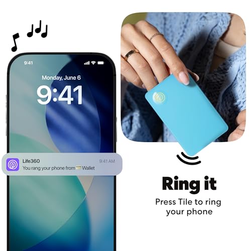Image of Life360 Tile Slim - Wallet Finder, Bluetooth Tracker and Item Locator for Luggage Tags, Passports and More. Both iOS and Android Compatible. Phone Finder. 1-Pack (Aqua Lemon)