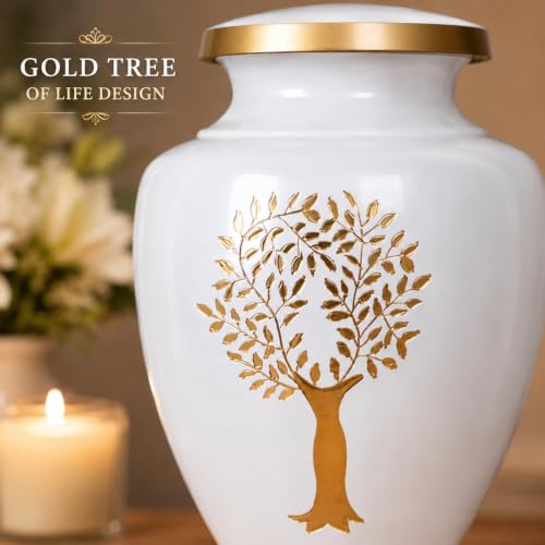 Image of Memorials Cremation Urns for Adult - Adult Funeral Urn Handcrafted - Handcrafted Cremation Urn, Large Burial Urns for Ashes Adult - Yellow Ivory