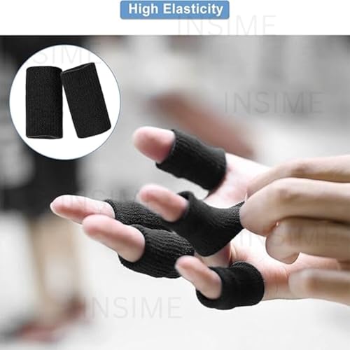 INSIME Finger protector for cricket, volleyball | Finger tape for cricket fielding finger cover bandage | Finger support for pain relief basketball volleyball finger protection | (Pack of 10) (Black)
