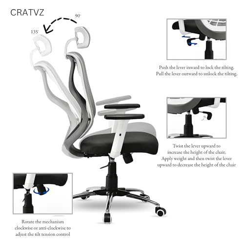 Image of FUGO FG408 Ergonomic High Back Mesh Office Chair,Korean Nylon Mesh,Cushioned Seat,Adjustable Height,Armrests,Lumbar Support,3D Headrest,Tilting Mechanism,Dual Nylon Casters,3-Year Warranty.