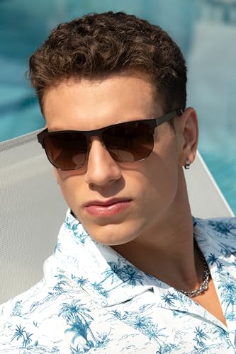 Image of CARFIA Square Driving Polarized Sunglasses for Men Spring Hinge Eyewear CA5227