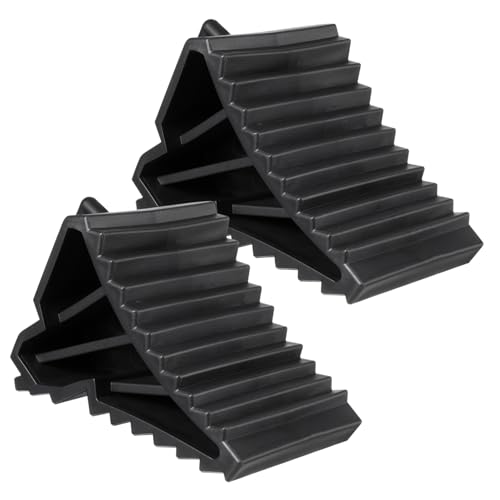JECOMPRIS Stylish Black Tire Stoppers Wheel Chocks for Trucks Cars Built-in Handle Non-slip Base
