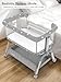 Bassinet Bedside Sleeper, Baby Crib with Mattress and Adjustable Height & Upgraded Wheels, All Mesh Portable Bassinet, Baby Bed for Newborn