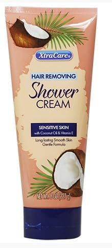 Hair Removal Shower Cream, Coconut Oil & Vitamin E, Gentle Sensitive Skin Formula, 8 oz
