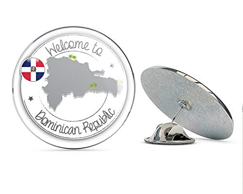 Dominican Republic Welcome Label Round Metal 0.75
