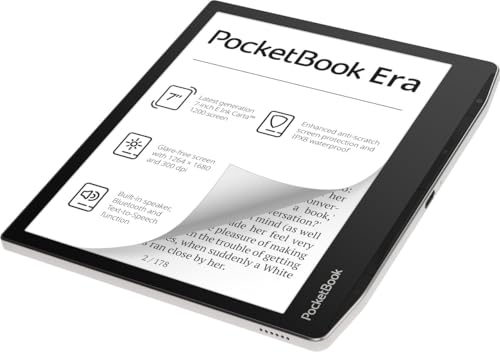 Image of PocketBook Era E-Reader, Stardust Silver, 16GB | 7ʺ Glare-Free & Eye-Friendly Touch-Screen with E -Ink Technology | Waterproof | Text-to-Speech, Audio- & E-Book Reader | SMARTlight & Built-in Speaker