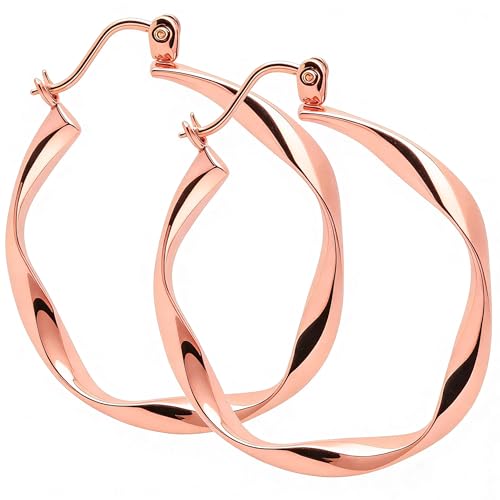 ToHeart Rose Gold Twist Hoop Earrings for Women Rose Gold Earrings Gift by ToHeart - Used condition - US$10.22