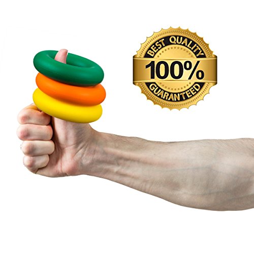 Iron Crush Best Hand Grip Strengthener, A Forearm Wrist & Finger Exerciser, Set Of 3 Level Resistance, 2 Year Warranty, Perfect Trainer 4 Rehabilitation & Athletes, The Grippers U R Looking 4! #TOP2
