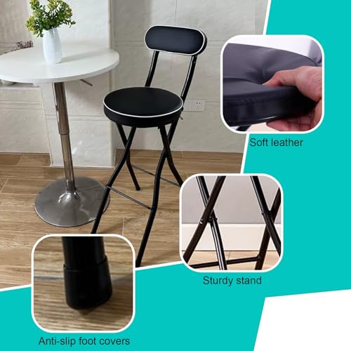Tabourets de bar pliants avec dossier blanc confort d'assise 65 cm