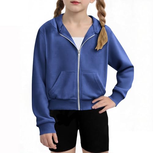 Cropped Zip Up Hoodies For Girls Teen Casual Long Sleeve Full-Zip Sweatshirts Jackets With Pocket Fall Trendy Outwear2