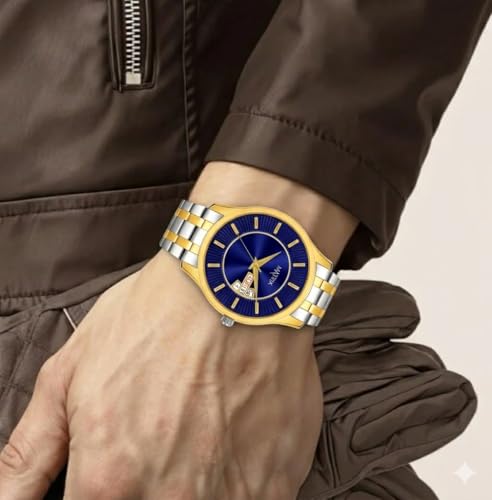 Image of Matrix Luxury Style Men's Analog Watch | Two Tone Chain Strap Watch with Day Date Feature | for Men & Boys