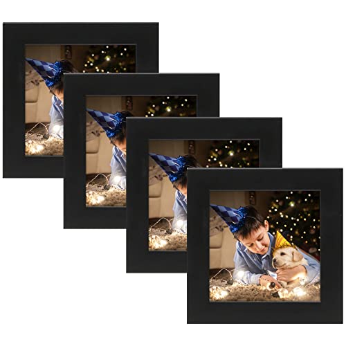 Auear, 4X4 Square Picture Frame, Solid Wood And High Definition Glass, 4 Inch Square Small Picture Frames, Wall Or Tabletop Display, Decorate Home Or Office (Black, 4 Pack) #TOP14