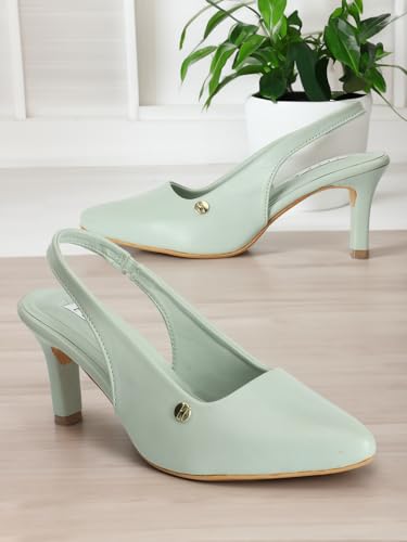 Image of ELLE Women Stylish and elegant Slingback Kitten Heel Mule Sandal