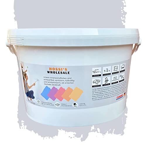 Peinture murale classe 1 de qualité supérieure - 2,5 l - Harmonie de gris - Gris clair - Anti-gouttes et anti-éclaboussures - Haut pouvoir couvrant - Inodore - Mat élégant