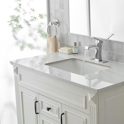 YEUALUQAN Waterfall Bathroom Faucet Chrome Bathroom Sink Faucet, Modern Single Hole Bathroom Faucet, Single Handle RV Sink Vanity Faucet—Includes Pop-Up Drain, Suitable for 1-Hole or 3-Hole - image 2