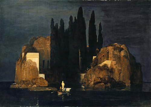 IPLUPJDY Artistico Poster Mural Dipinto Vintage Quadri l'isola dei morti di Arnold Böcklin per la Decorazione Della Parete 60x90cm