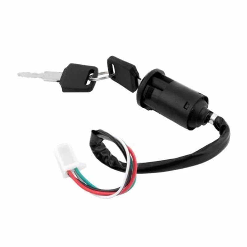 Motorcycle Ignition Switch with Key - 4 Wires for ATV, Go Kart, Moped, and Scooters (90cc to 250cc)