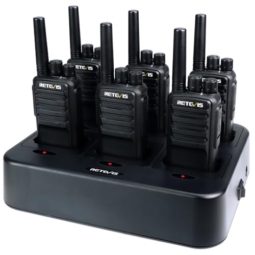 Retevis NR10 Walkie Talkie Long Range,Noise Canceling Portable FRS Two-Way Radios,with 6 Way Multi Gang Charger,VOX Handsfree,Heavy Duty 2 Way Radio 6 Pack for Daycare Workshop Sawmill Animal Hospital