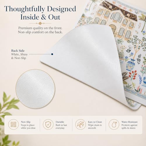 Image of YELONA Leather Dining Table Placemats Set of 4 - Waterproof, Heat Resistant, Anti-Slip, Easy to Clean Table Mats for Dining Table, Kitchen & Home Decor (Off White, 40 x 30 cm)