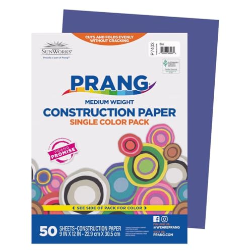 Image of Prang Construction Paper, 9 inch x 12 inch, Blue, 50 /Pack, 1 Pack | Formerly SunWorks, P7403