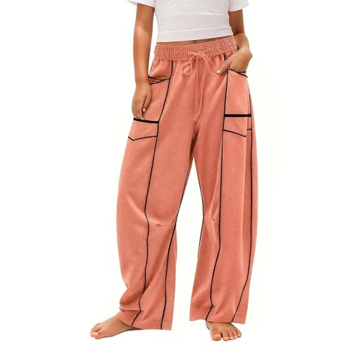 Teen Girls Baggy Wide Leg Pants Fashion Line Patching Cool Sweatpants Boys Casual Streetwear Pants with Pockets Fall Winter