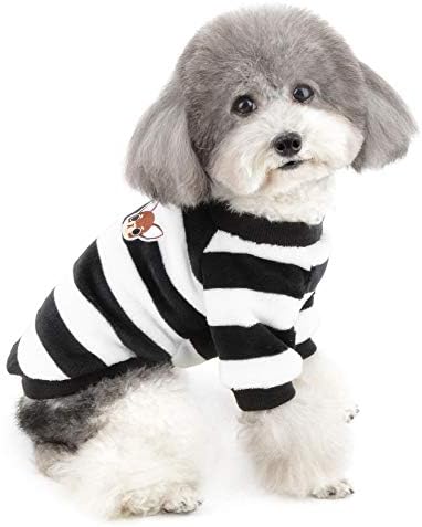 Zunea Small Dog Jumper Winter Sweater Coat Warm Fleece Puppy Clothes Striped Pullover Jacket Super Soft Velvet Cold Weather Chihuahua Cats Apparel for Pet Dogs Girls Boys Pink S