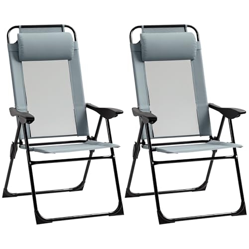Outsunny Lot de 2 chaises de Jardin Set Basic de 2 chaises Pliantes Chaise de Camping Chaise de...