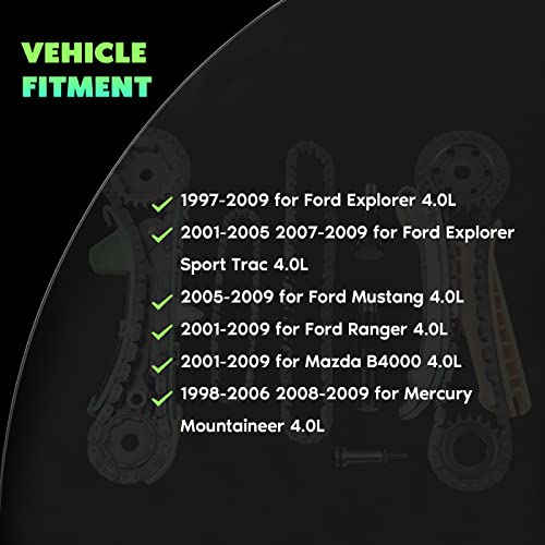 Scitoo Tk4090 Timing Chain Kit Chain Tensioner Sprocket Chain Guide Rail Fits For 97-09 For Ford Explorer For Mazda B4000 For Mercury Mountaineer #TOP2