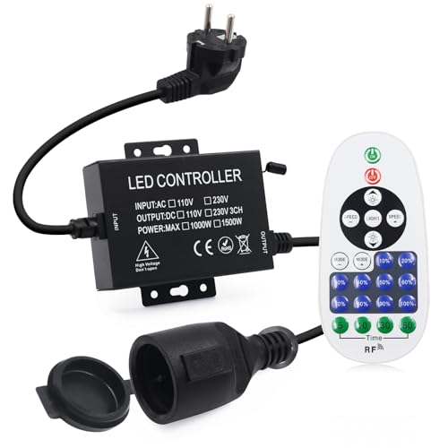 HEGEHE 220V Universal Dimmer, 23-Tasten RF-Fernbedienung + 1500W Controller, Plug-in-Schaltanlage RF-Fernsteuerung, Allgemeines Modell für LED-Blubs/LED-Streifen/LED-Lichtkette