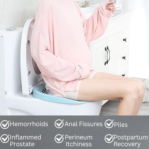 Image of Sitz Bath Tub For Adults | For Fissures | For Hemorrhoids | For Piles | For Post Delivery | Foldable | Large Capacity | Includes Air Pump, Adhesive Wall Hook & Microfiber Cloth